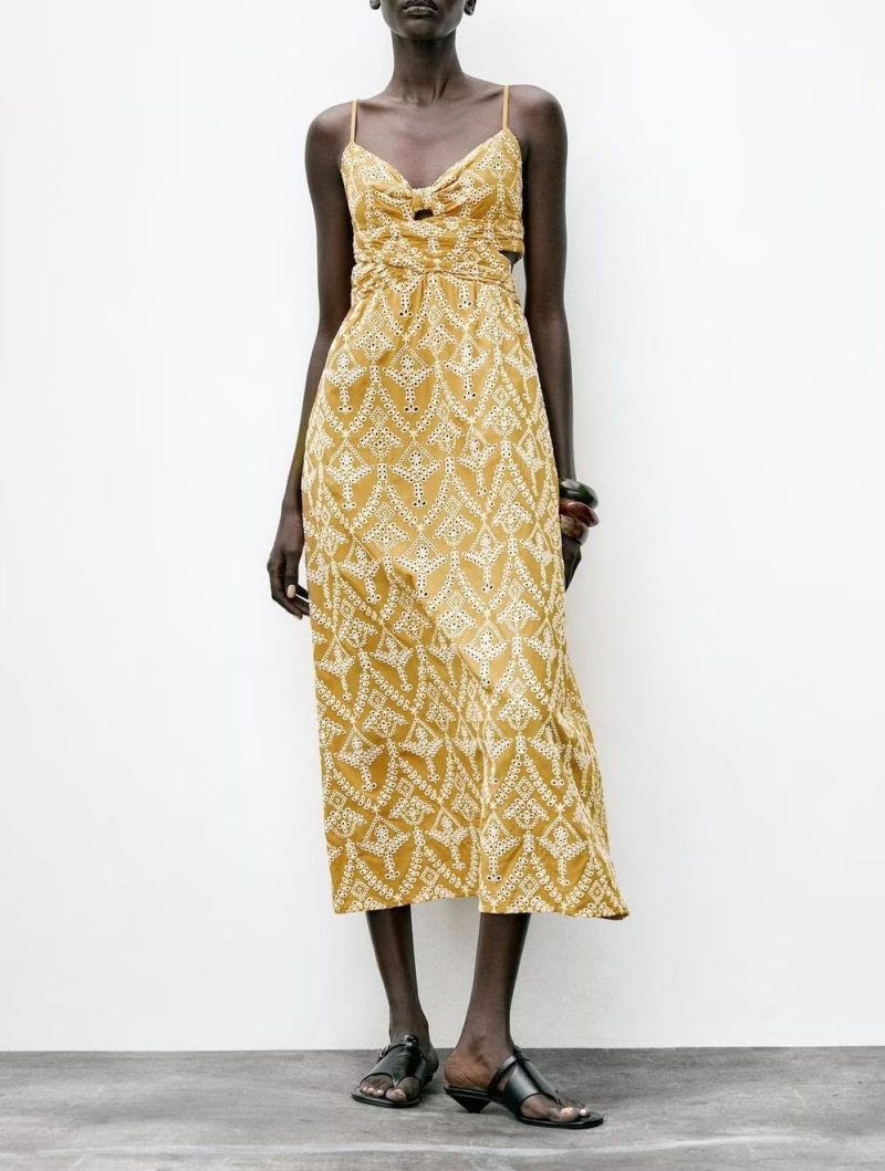 Autumn Women’s French Embroidered Midi Dress Design