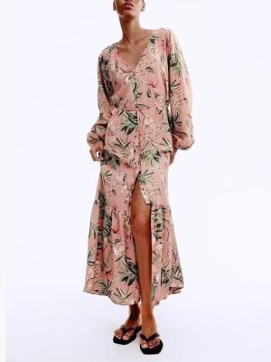 Women’s Summer Bohemian Printed Belt Loose Dress