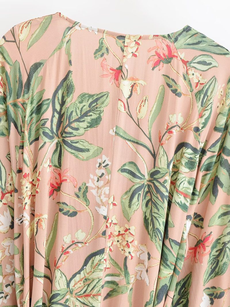 Women’s Summer Bohemian Printed Belt Loose Dress - Image 3