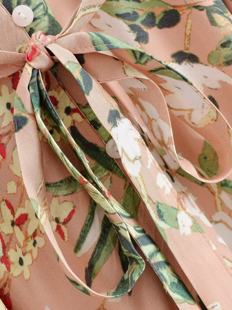 Women’s Summer Bohemian Printed Belt Loose Dress - Image 4