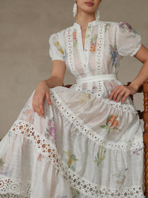 Summer Chiffon Floral Vintage Cutout Print Dress