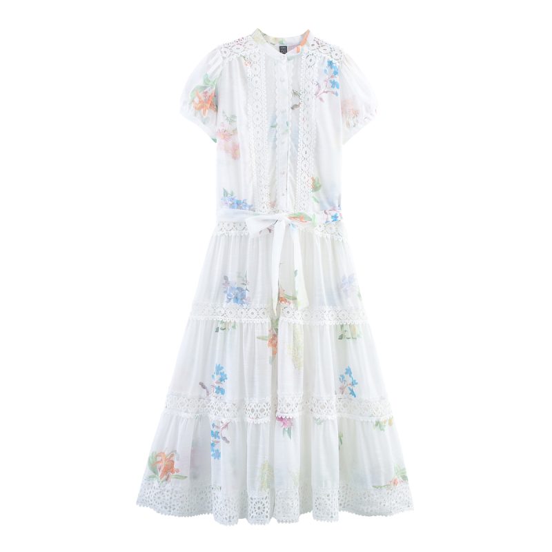 Summer Chiffon Floral Vintage Cutout Print Dress - Image 3