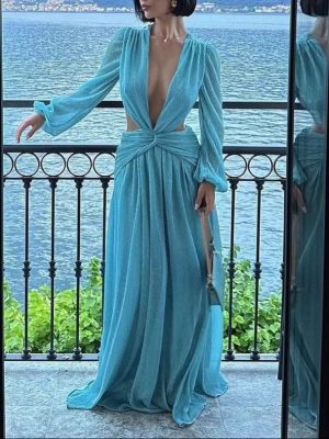 Summer Beach Solid Color Cropped Maxi Dress
