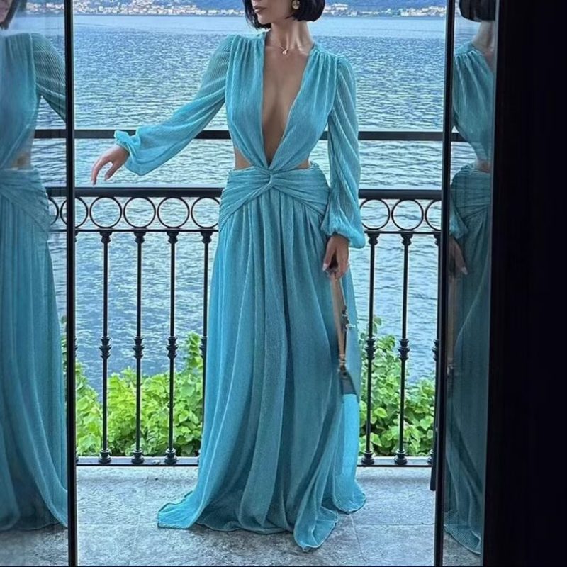 Summer Beach Solid Color Cropped Maxi Dress