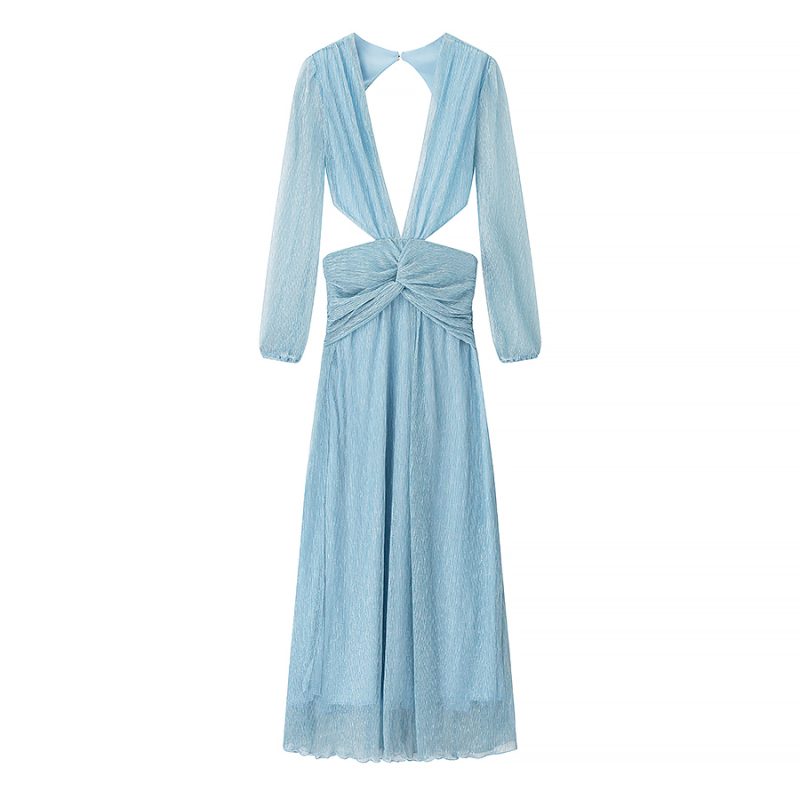 Summer Beach Solid Color Cropped Maxi Dress - Image 2