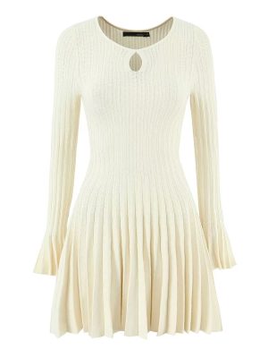 French Hollow Out Bell Sleeve Knitted Sweater Dress