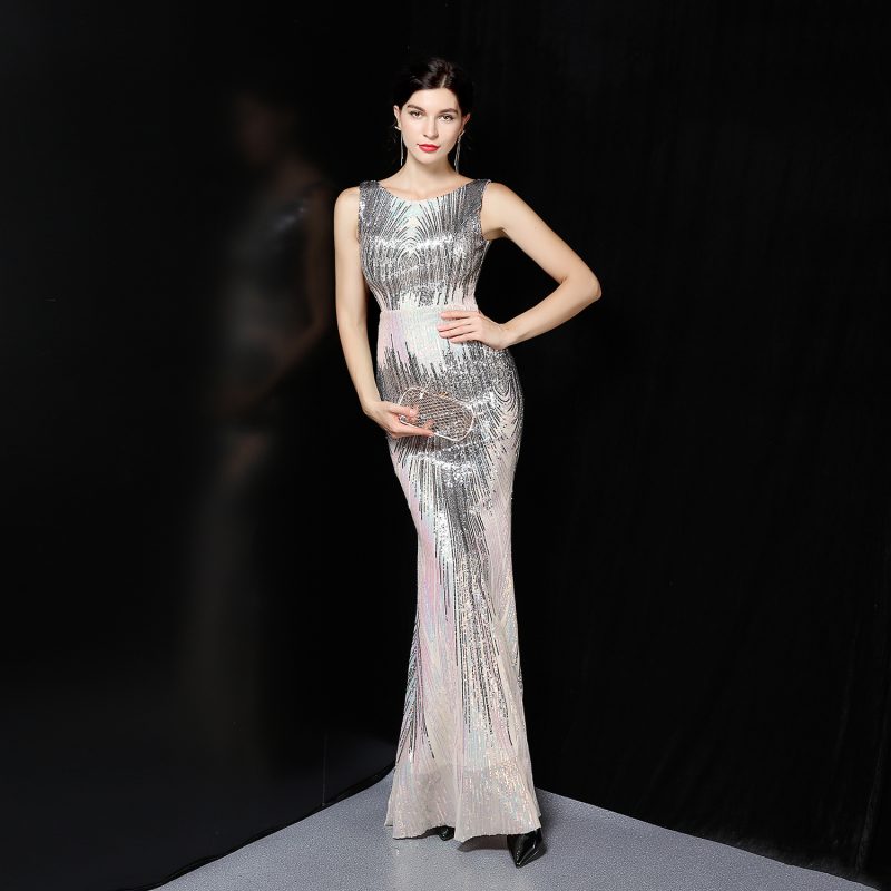 Women’s Long Slim Fairy Evening Party Dress - Image 2
