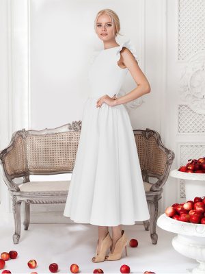 Women’s Round Neck Ruffle Sleeve Formal Dress