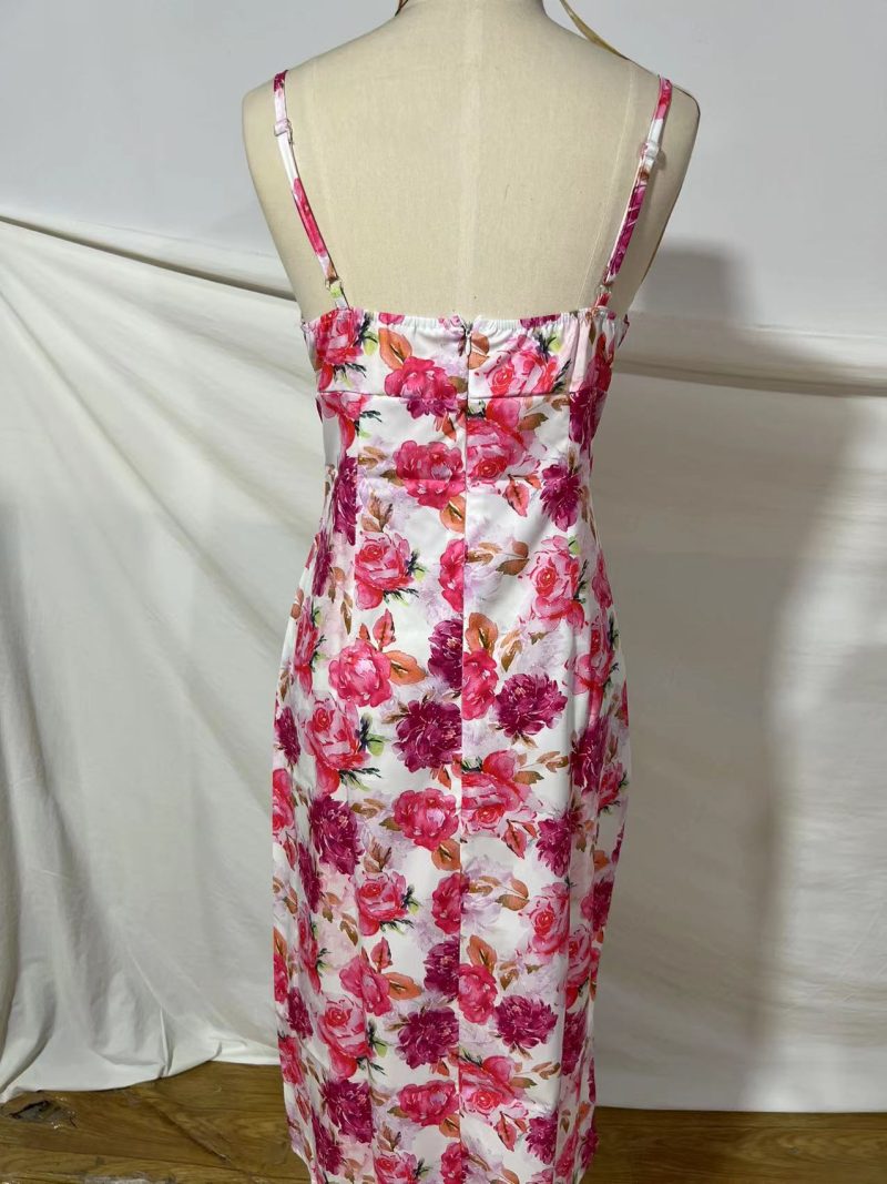 Spring Summer Women’s V-Neck Printed Slip Dress - Image 3