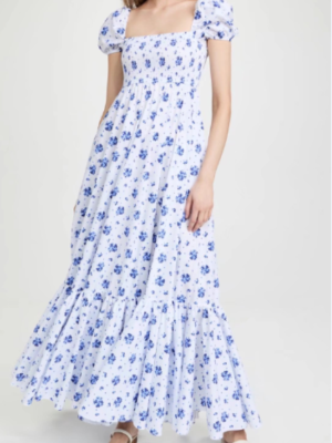 Women’s Spring Square Neck Puff Sleeve Printed Sundress