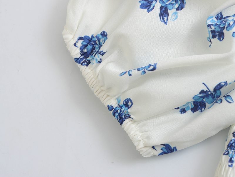 Women’s Spring Square Neck Puff Sleeve Printed Sundress - Image 4