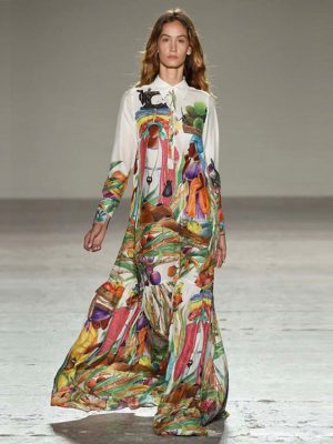 Bohemian Retro Long Sleeve Women Maxi Dress