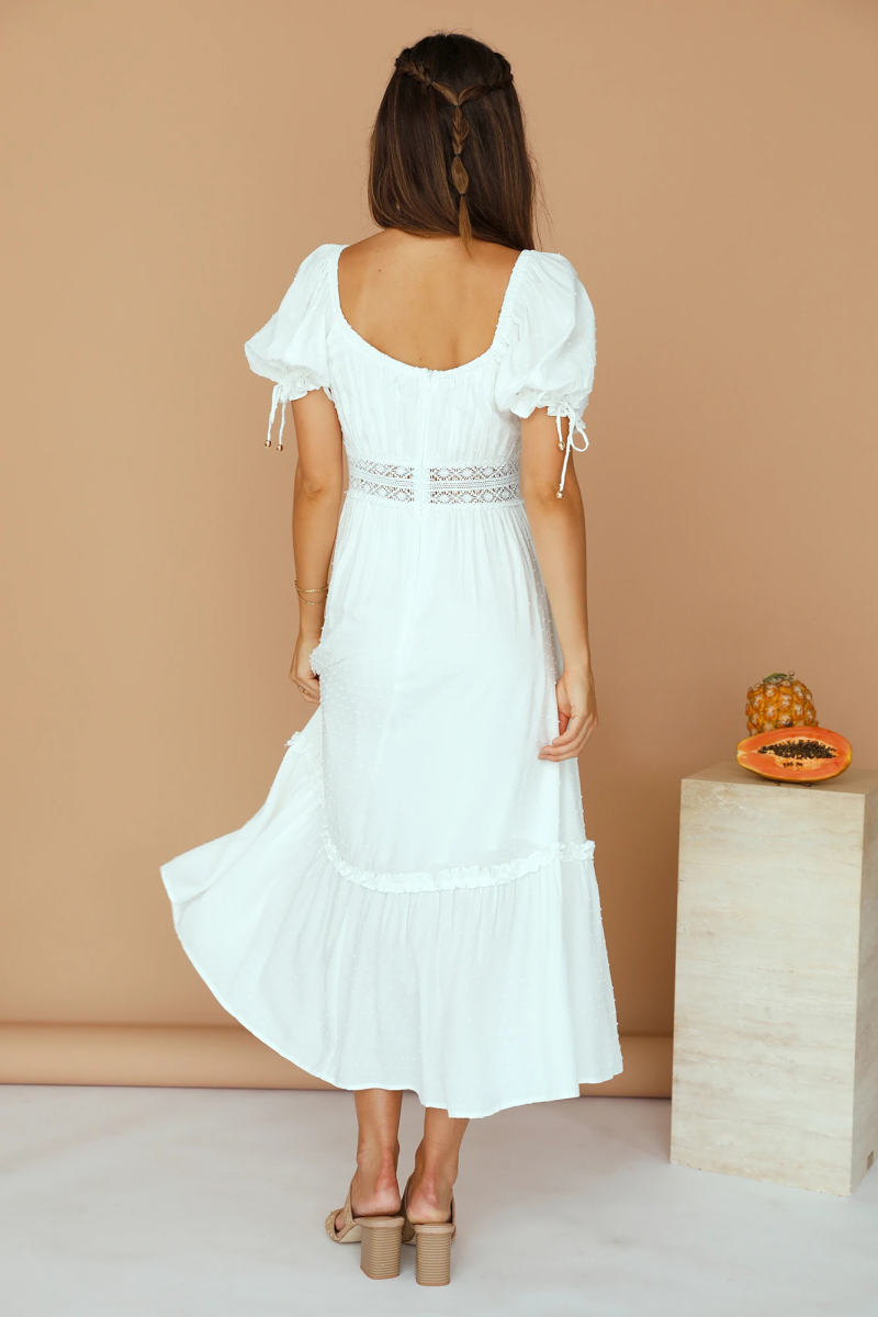 Summer Square Collar High Waist Mid Length Dress - Image 3