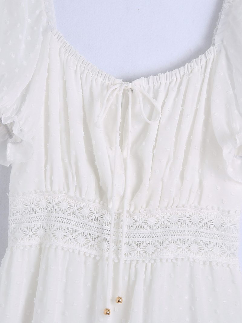 Summer Square Collar High Waist Mid Length Dress - Image 4