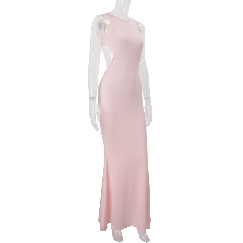 Fall Round Neck High Waist Bow Sheath Dress - Image 3