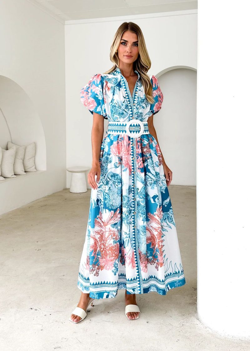 Summer Casual Maxi Dress with Printed Lace Design - Image 3