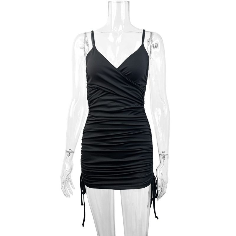 Sling Lace Pleated Short Women’s Dress - Image 4