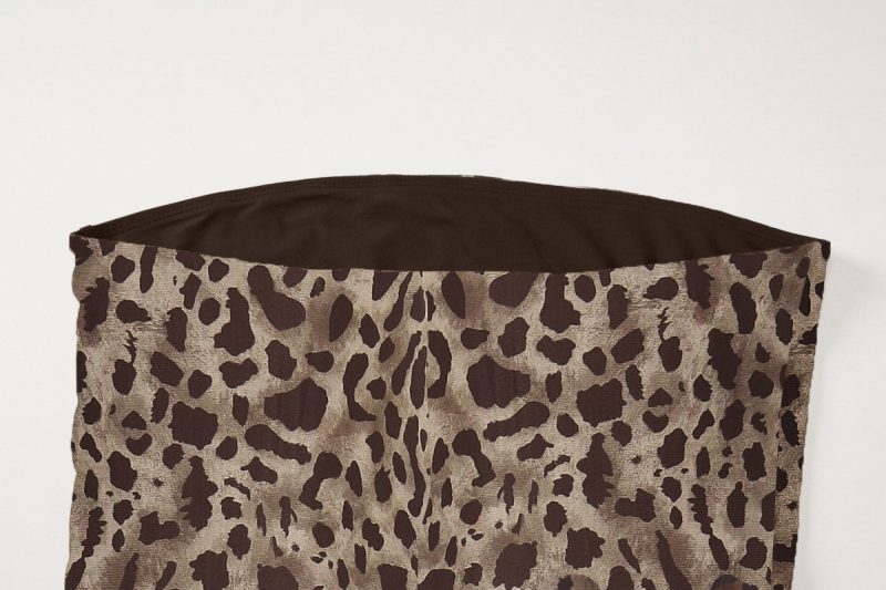 Summer Leopard Print Tube Top Side Split Dress - Image 4