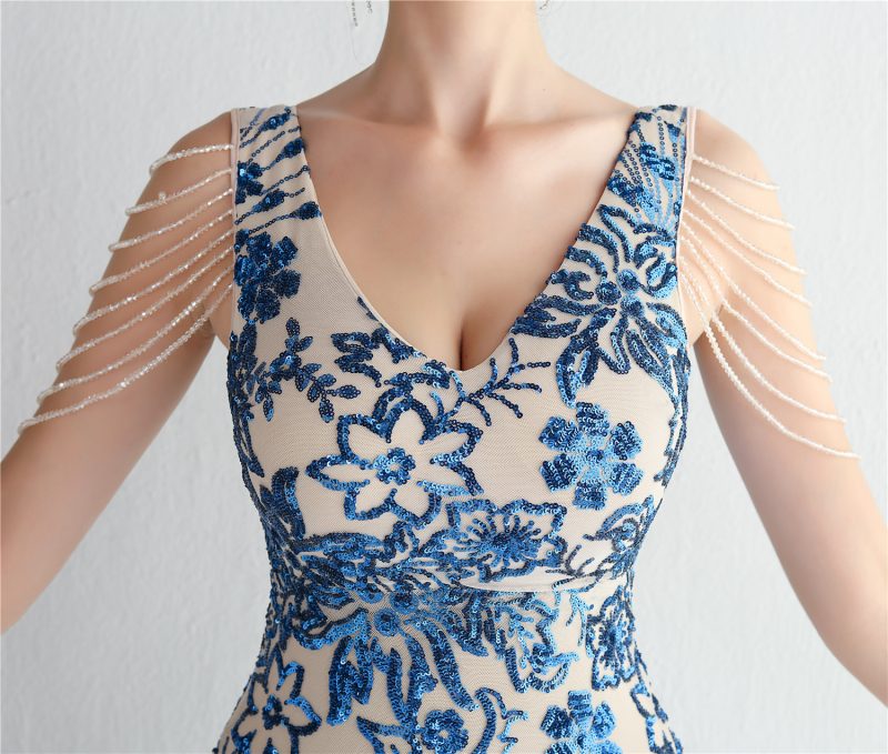 Women’s Long Sequined Slim Fit Evening Dress - Image 2
