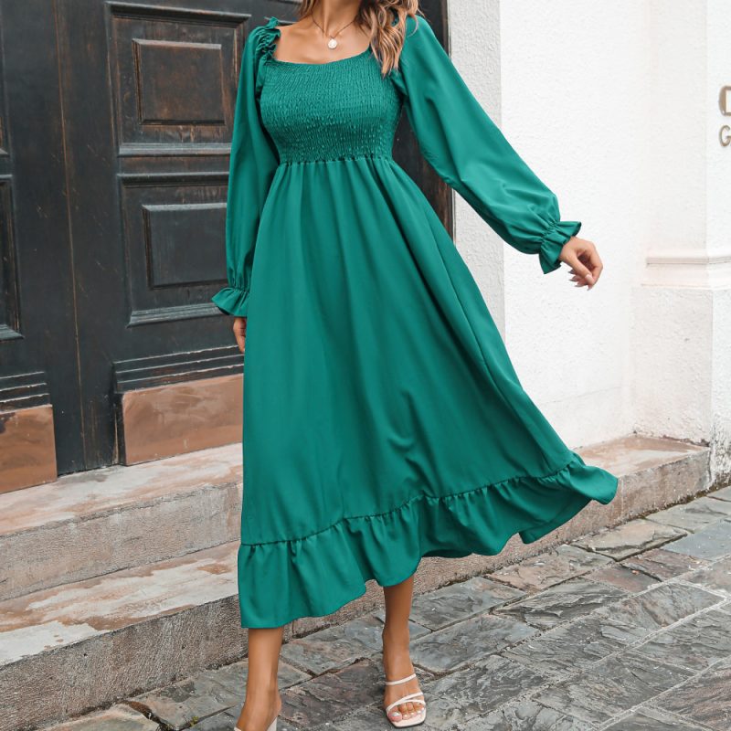 Women’s Large Swing Square Collar Spring Maxi Dress - Image 3