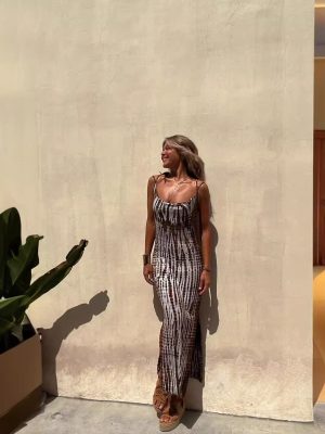 Trendy Summer Printed Backless Suspender Dress Women