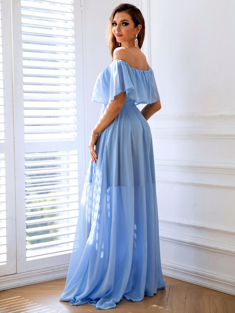 Women’s Off Shoulder Split Casual Midi Dress - Image 4
