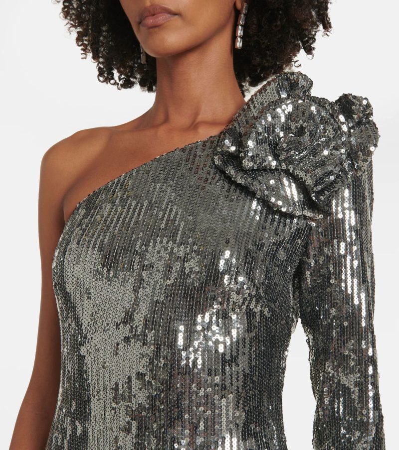 Elegant Silver Sequin Cocktail Dress for Christmas Party - Image 3