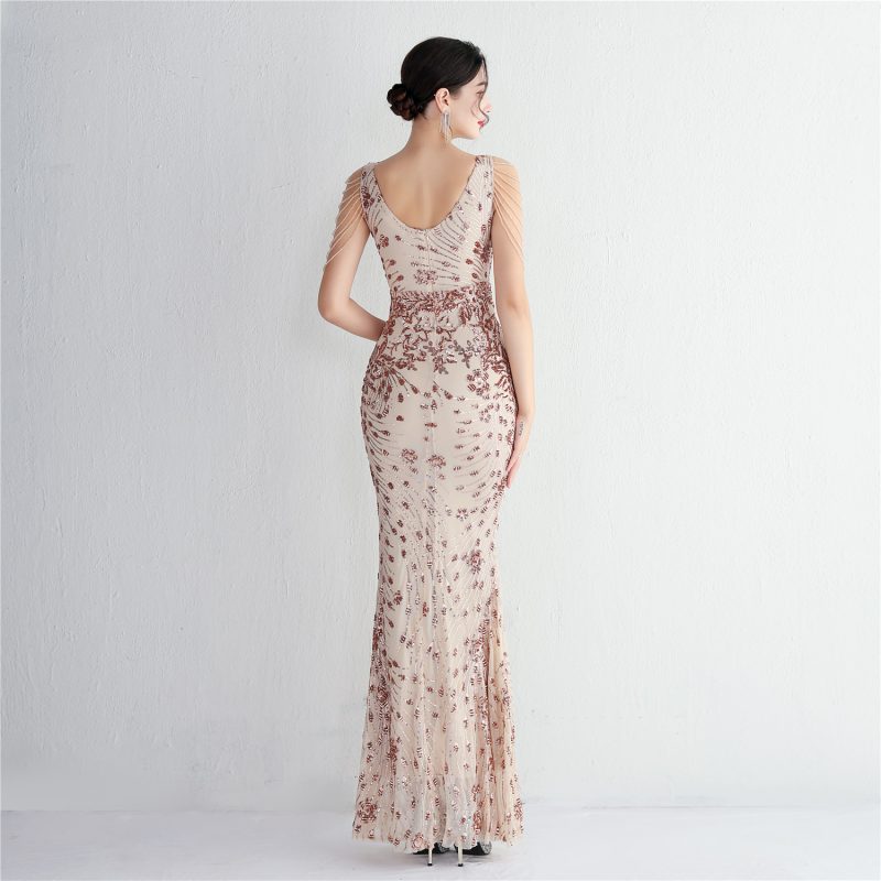 Women’s Long Sequined Slim Fit Evening Dress - Image 4