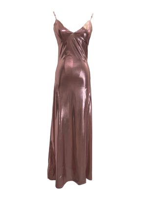 Women’s Metallic Sling Dress with Chest Pad