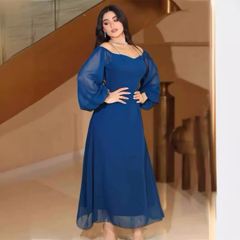 Women’s Autumn Slim Sling Shoulder Sleeve Dress - Image 4