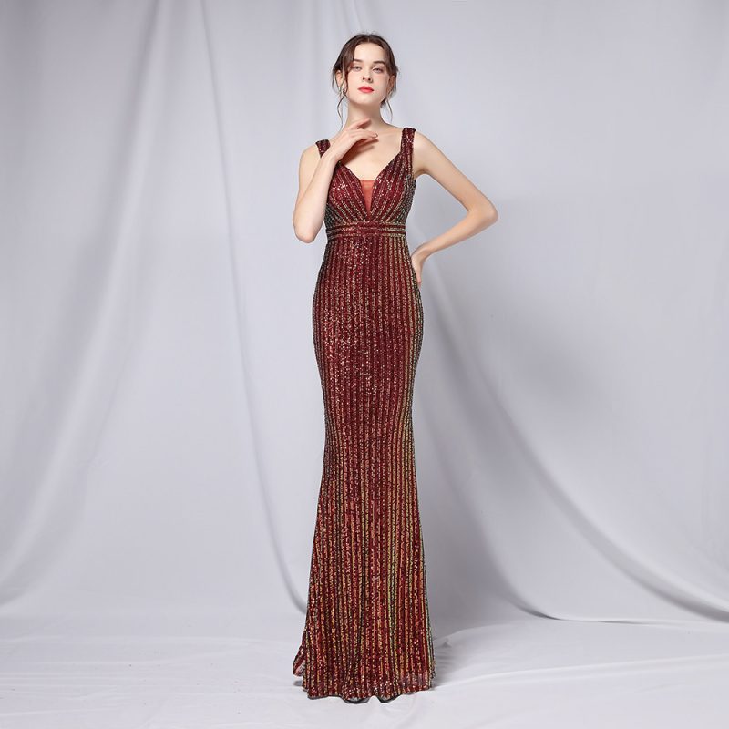 Elegant Sequined Fishtail Evening Dress for Women - Image 4