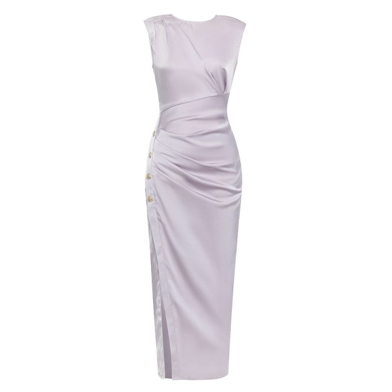 Women’s Spring Summer Pleated Sleeveless Round Neck Dress - Image 3
