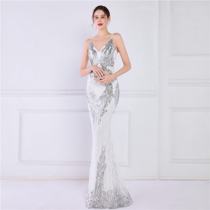 Women’s Sequined Fishtail Formal Cocktail Evening Dress - Image 4