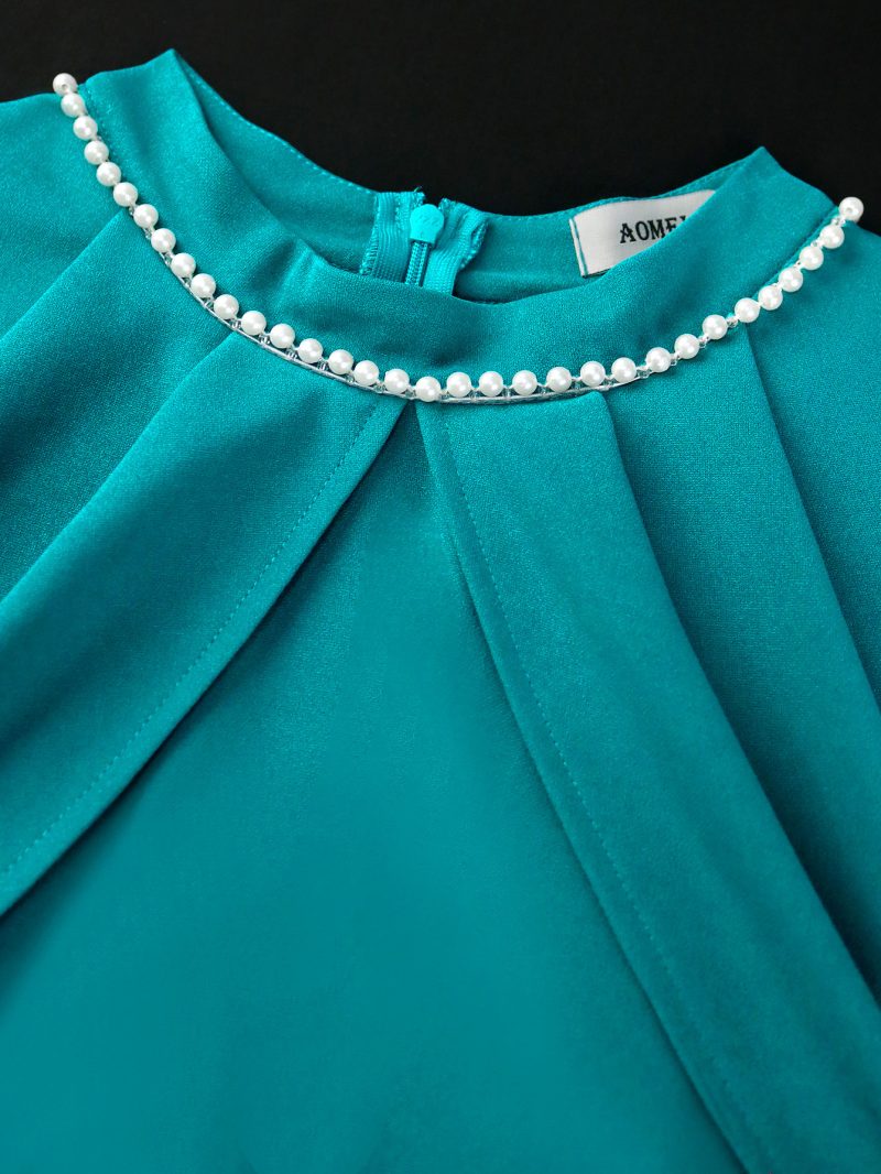 Elegant Beaded Sleeve Fishtail Party Evening Dress - Image 4