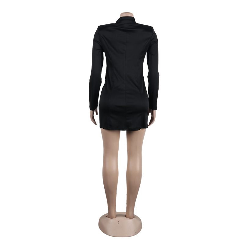Solid Color Rhinestone Heart Slim Fit Suit - Image 2