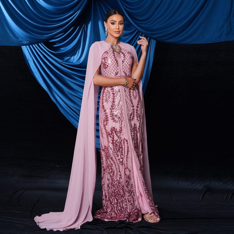 High-End Sequined Evening Dress with Flying Sleeves - Image 2