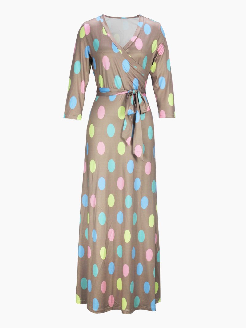 Elegant V Neck Half Sleeve Casual Maxi Dress - Image 3