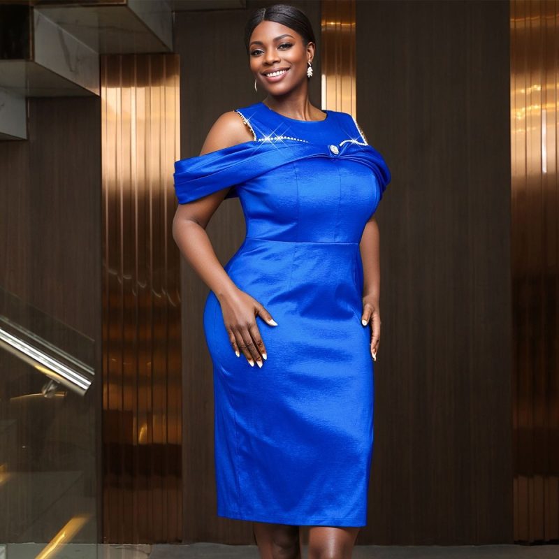 Round Neck Off-Shoulder Elegant Cocktail Dress
