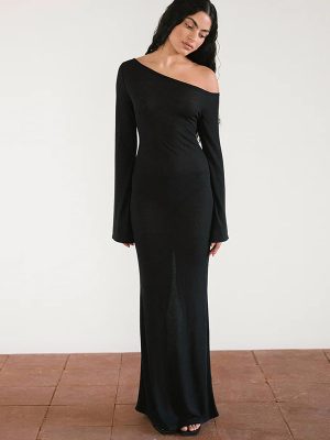 Autumn Women’s Elegant One-Shoulder Formal Dress