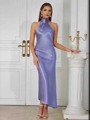 Women’s Summer Simple Sleeveless Halter Neck Dress