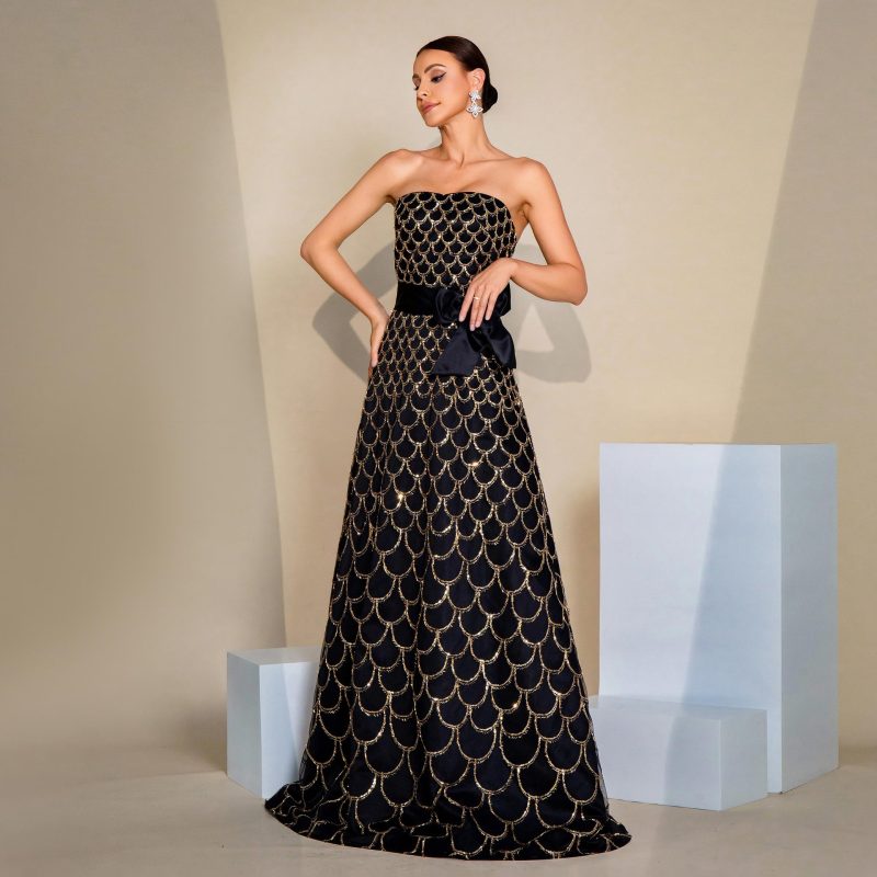 Elegant Off-Shoulder Sequined Cocktail Evening Dress - Image 4