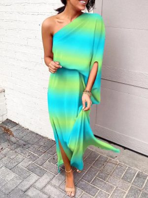 Women’s Elegant One Shoulder Single Sleeve Dress