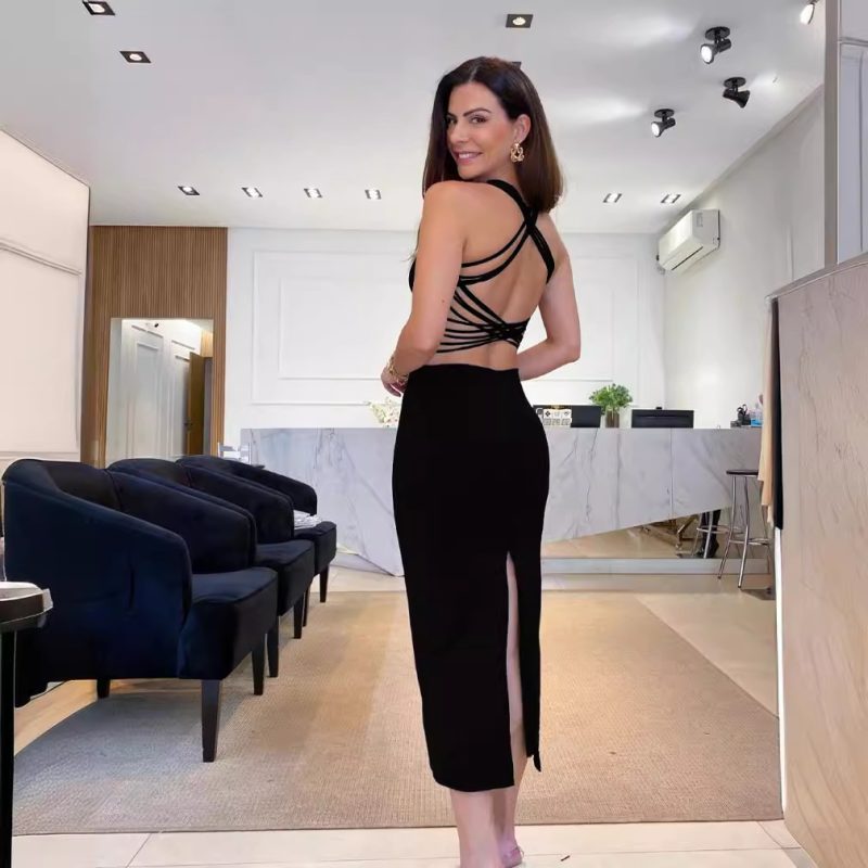 Autumn Backless Slit Slim Fit Women’s Dress - Image 2