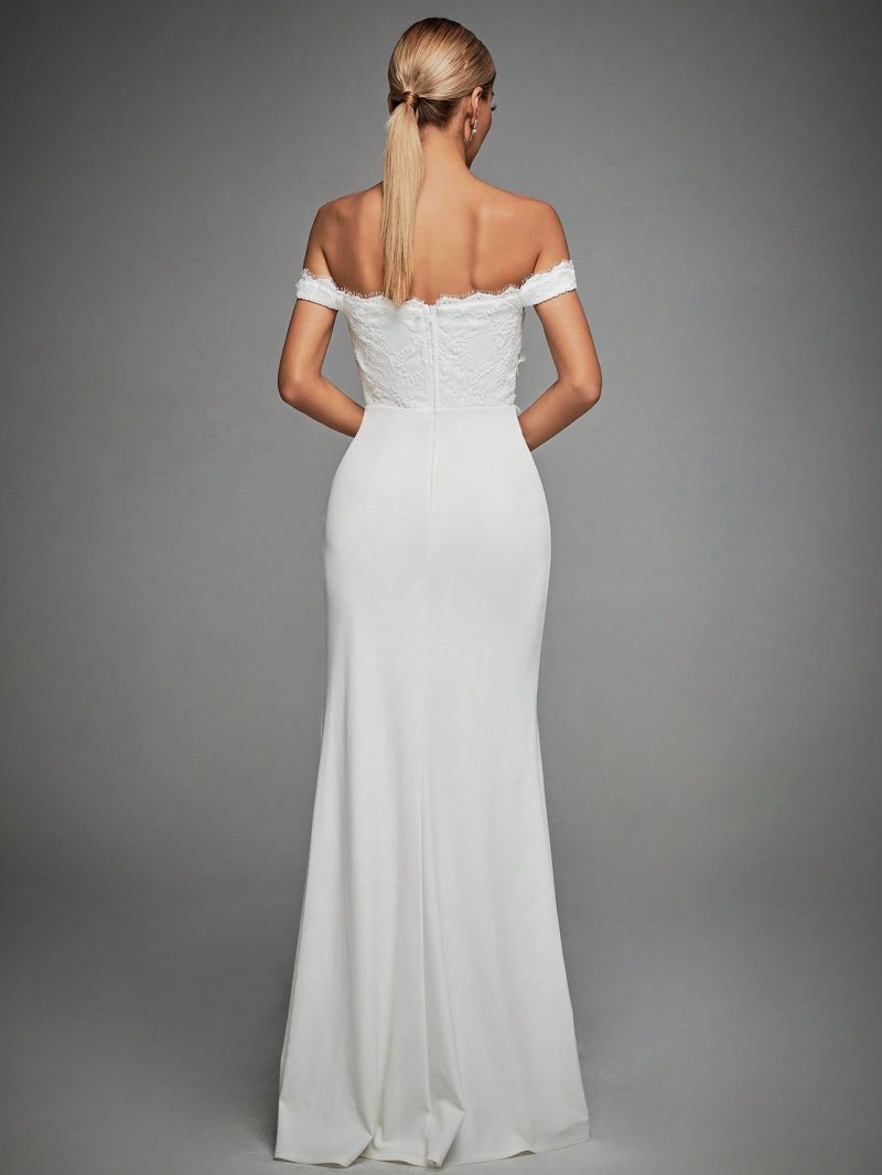 Elegant Spring Off Shoulder High Slit Party Dress - Image 3