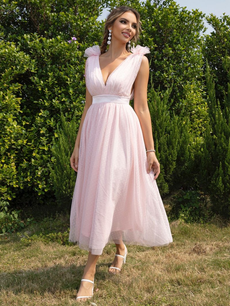 Summer Backless Mesh Lace Up Gauzy Dress - Image 3