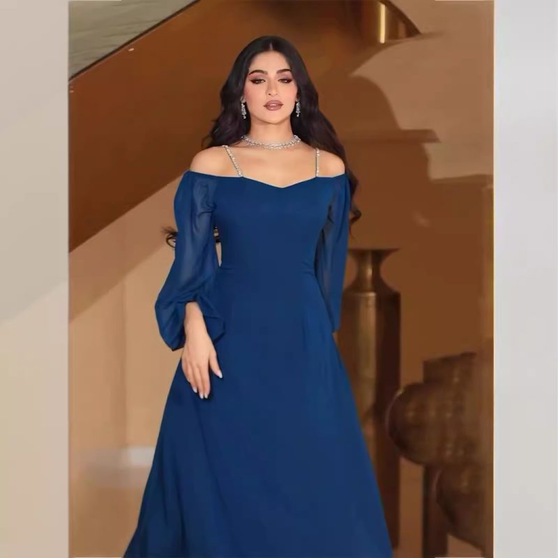 Women’s Autumn Slim Sling Shoulder Sleeve Dress - Image 3