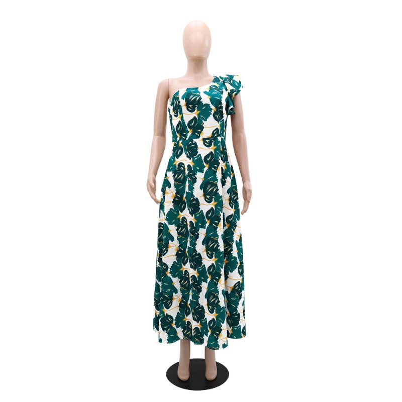 Elegant One Shoulder High Slit Evening Dress - Image 2