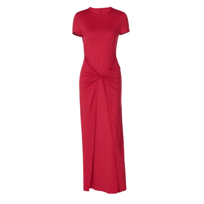 Casual Summer Slim Fit Pleated Short Sleeve Dress - Image 4