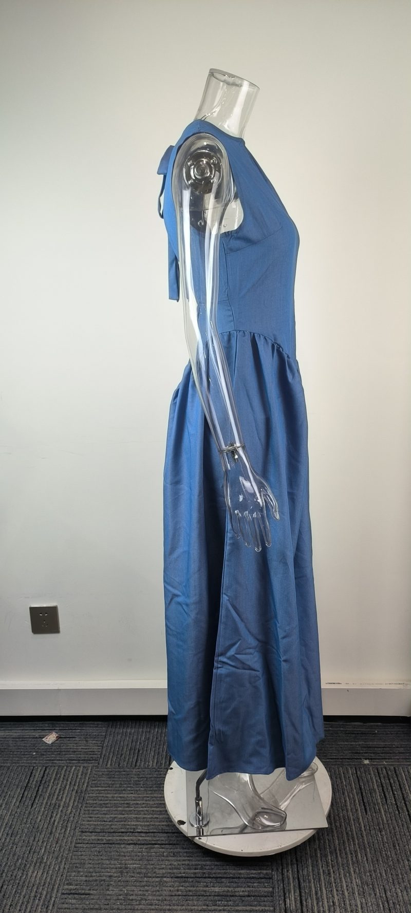 Summer Solid Color Cinched Sleeveless Vest Dress - Image 4