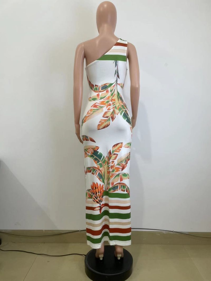 Spring Summer Women’s Sleeveless Shoulder Cutout Slit Dress - Image 4